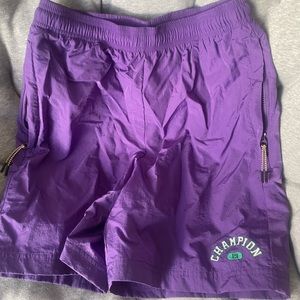 Champion 6” nylon shorts with zipper pockets in purple